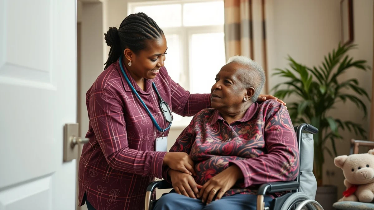 Learner studying caregiving skills in a professional training environment