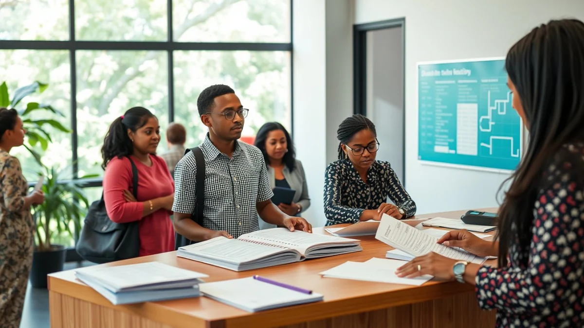 Person learning visitor registration and record keeping in a modern educational setting