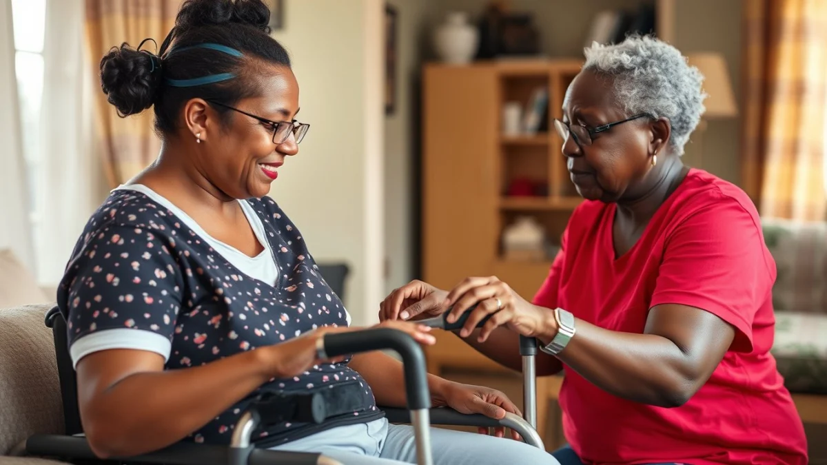 Learner studying caregiving skills in a professional training environment