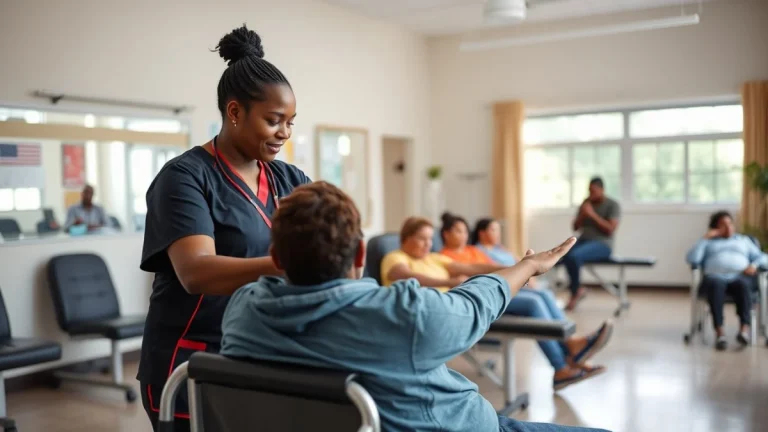 Learner studying caregiving skills in a professional training environment