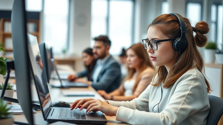 Person learning artificial intelligence skills on a laptop in a modern workspace