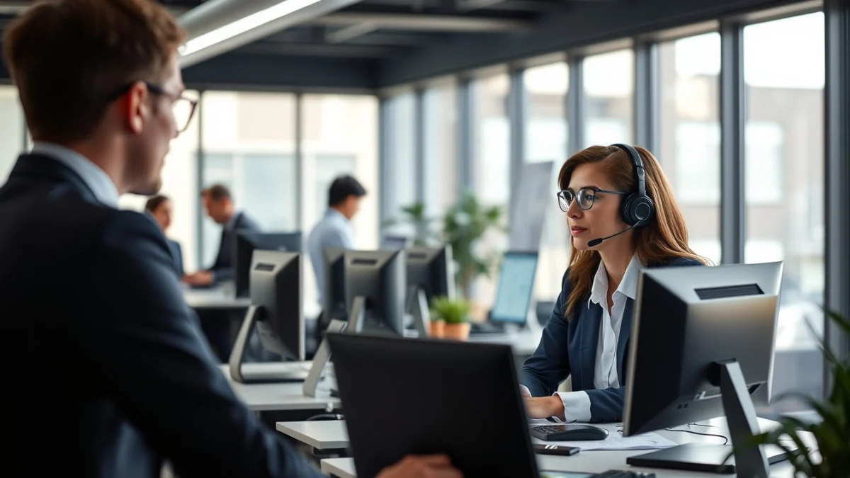 Person learning business skills in a clean modern workspace