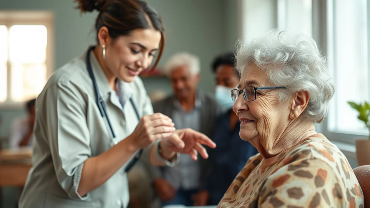Learner studying caregiving skills in a professional training environment