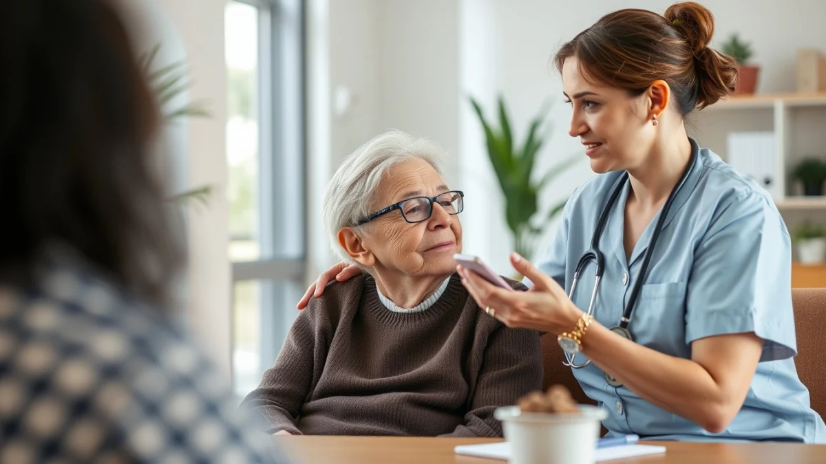 Learner studying caregiving skills in a professional training environment
