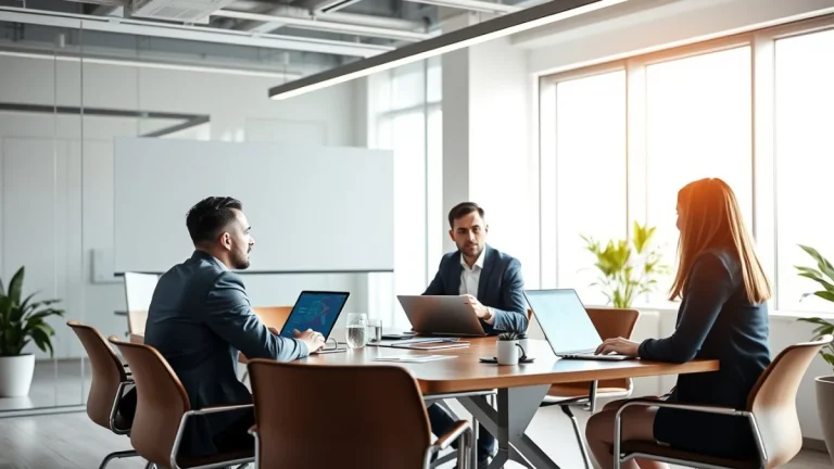 Person learning business skills in a clean modern workspace