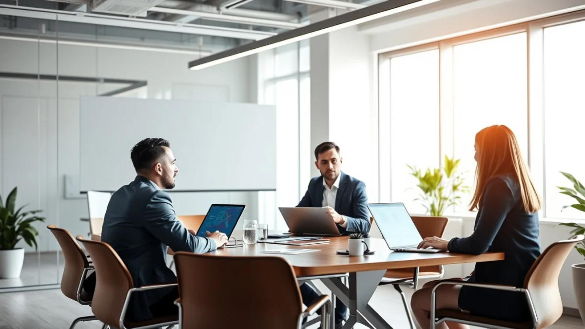 Person learning business skills in a clean modern workspace