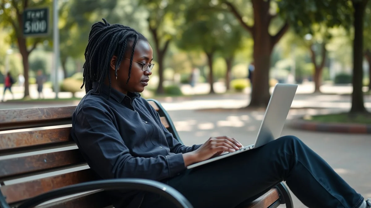 Person learning where and find freelancing clients locally and online in a modern educational setting