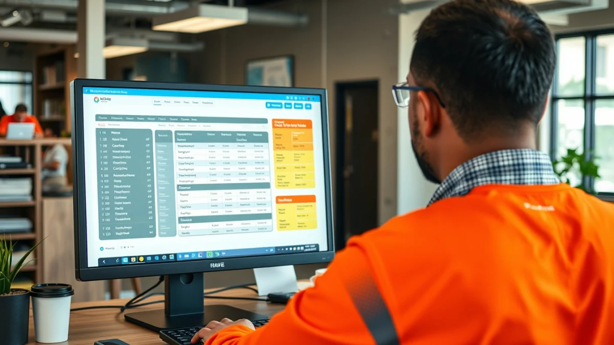 Person learning artificial intelligence skills on a laptop in a modern workspace