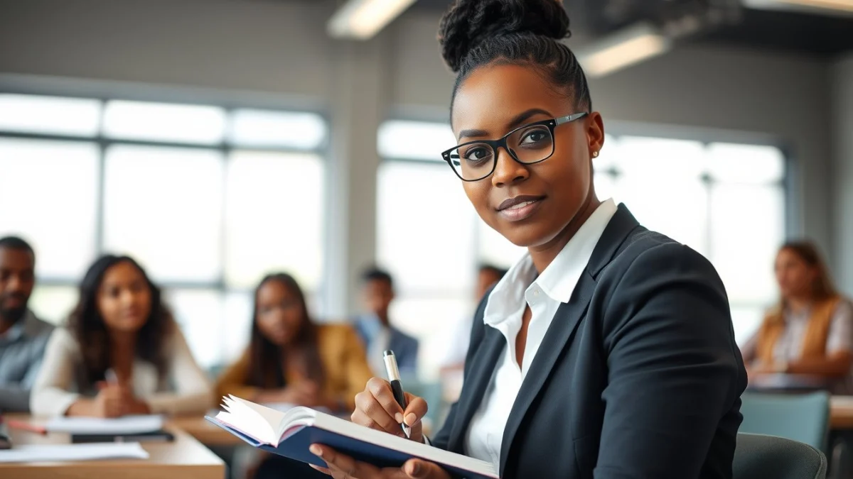 Person learning writing clear quality reports in a modern educational setting